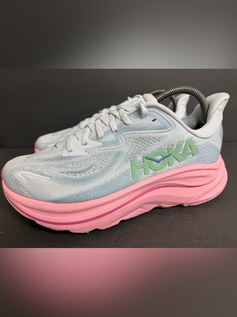 Hoka Clifton 10 Wide Womens Size 8.5 D Overcast Petal Running Shoes WORN ONCE
